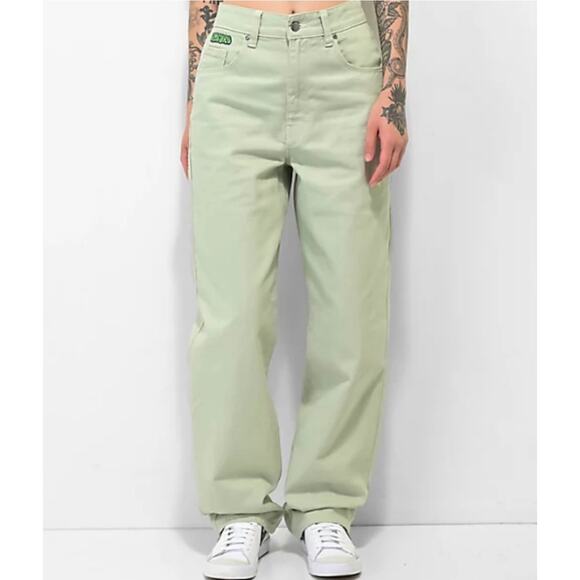 Empyre Size 0 Tori Sage Skate Jeans Green Relaxed Baggy High Rise Y2K Streetwear - Picture 1 of 15